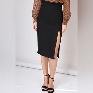 PAPER BAG MIDI SKIRT WOVEN SKIRT